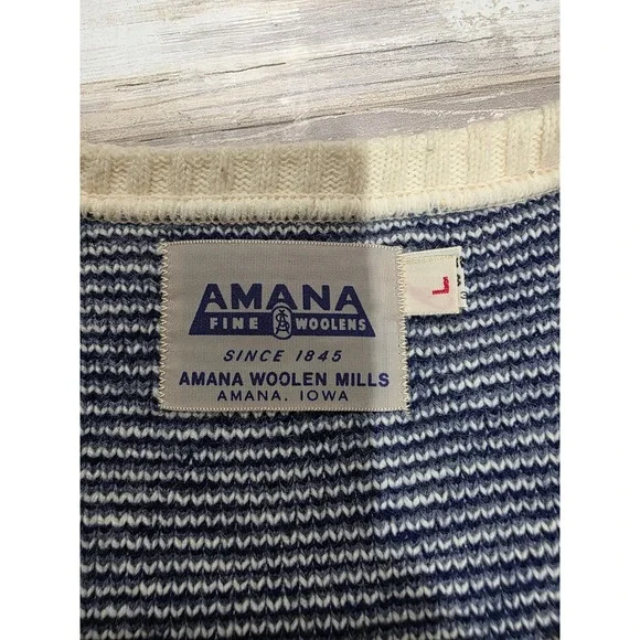 Amana Woolen Mills Blue Argyle Sweater Vest and Cardigan Set Mens Large Vintage